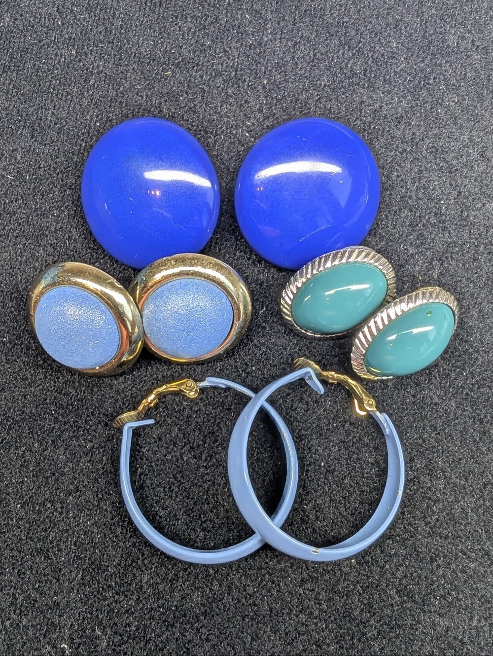 Vintage Earrings Lot Of 4 - Blue